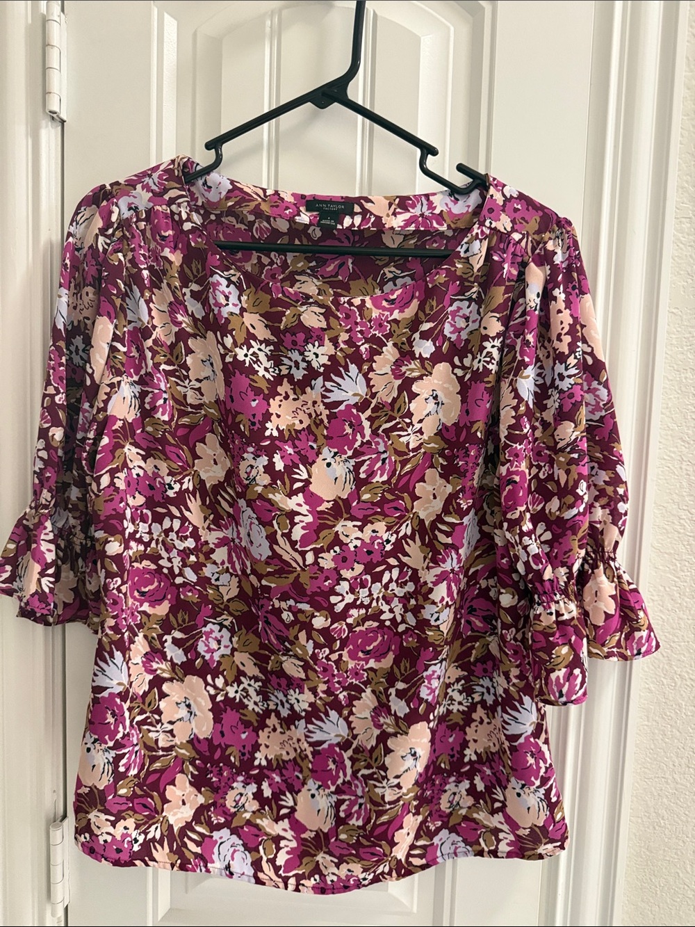 Floral Scoop Neck Blouse - Pink Multi